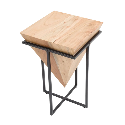 Inverted Pyramid Wooden Side Table by Woodshilp - in Jaipur by Woodshilp