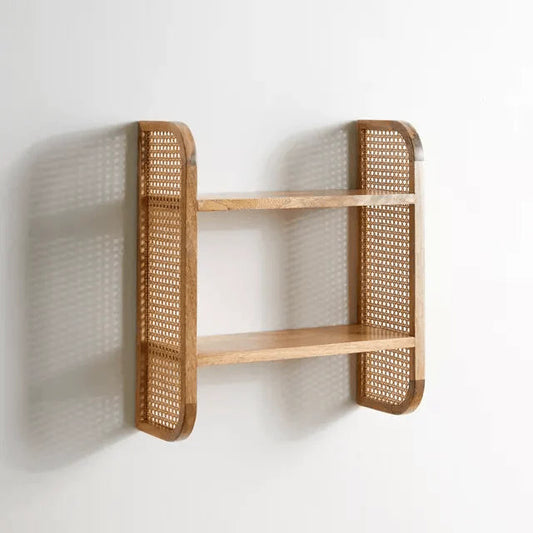 Rattan Mango Wood Wall Rack by Woodshilp - in Jaipur by Woodshilp
