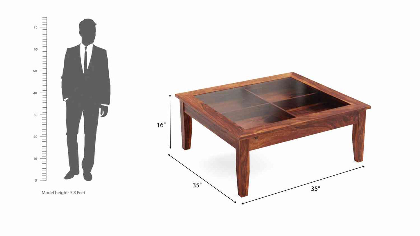 Dumdum Solid Sheesham Wood Coffee Table (Natural Finish)
