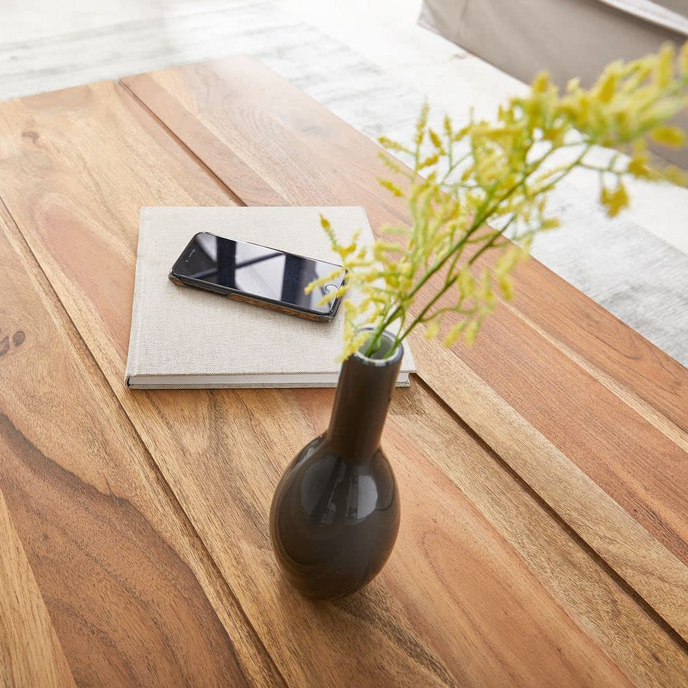 Acacia Wood & Iron Rectangle Coffee Table by Woodshilp