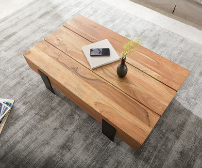 Acacia Wood & Iron Rectangle Coffee Table by Woodshilp