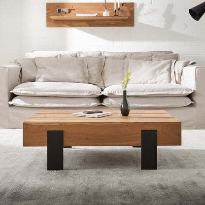 Acacia Wood & Iron Rectangle Coffee Table by Woodshilp