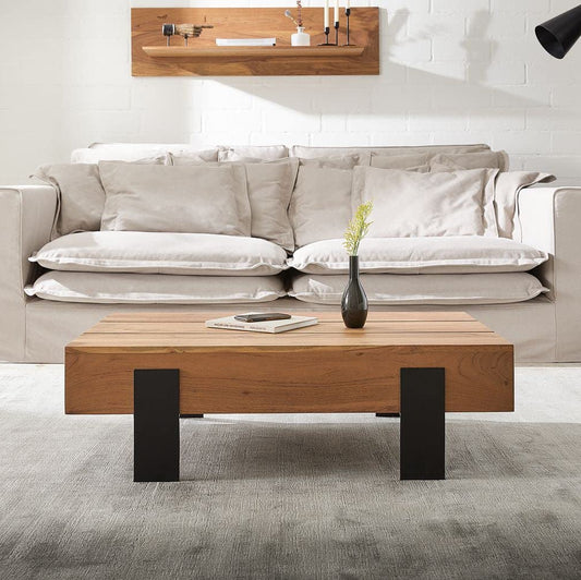 Acacia Wood & Iron Rectangle Coffee Table by Woodshilp -  in Jaipur by Woodshilp