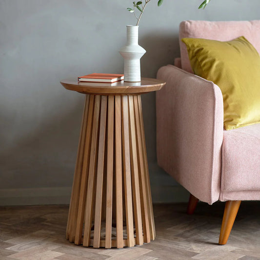 Barah Round End Table by Woodshilp -  in Jaipur by Woodshilp