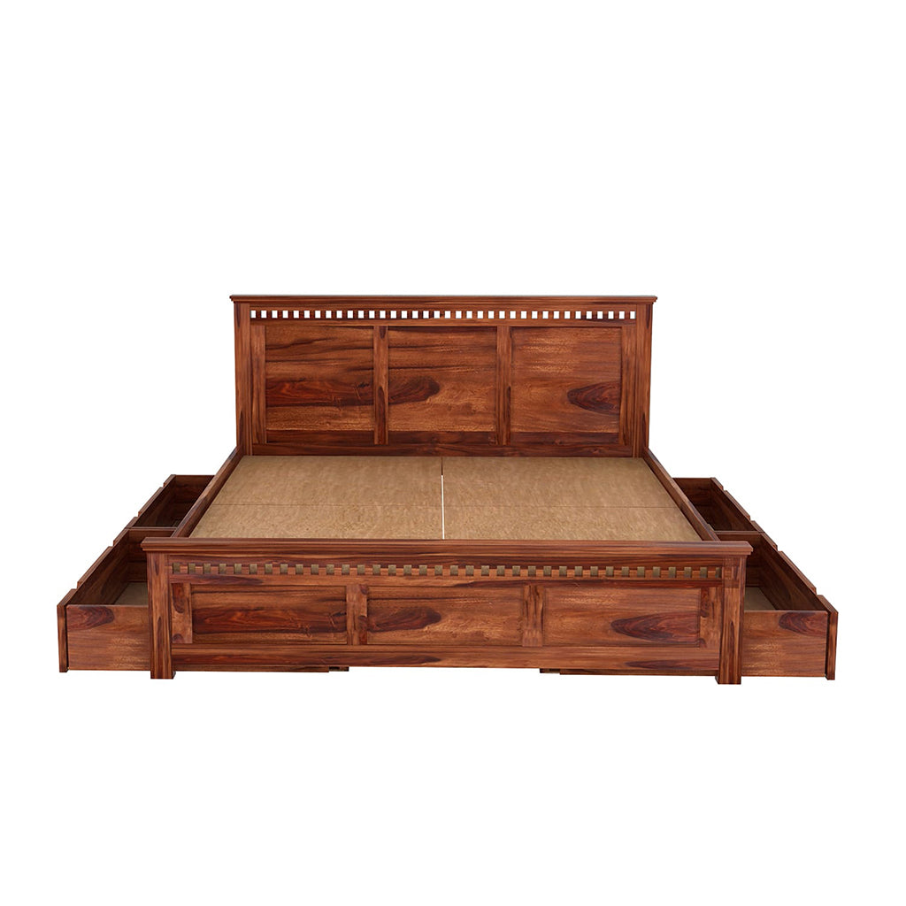 Barley Sheesham Wood Bed Woodshilp