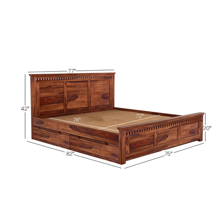 Barley Sheesham Wood Bed Woodshilp