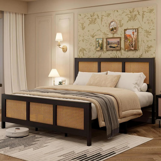 Bohemian Rattan Bed by Woodshilp -  in Jaipur by Woodshilp