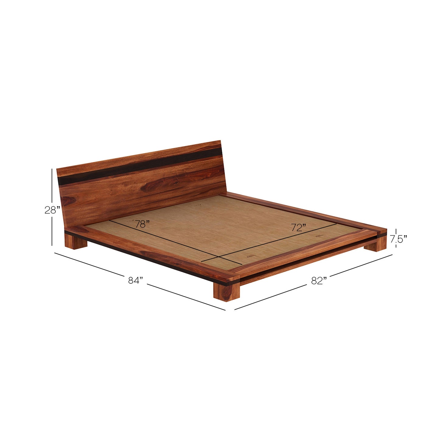 Brown Low Floor Double Bed by Woodshilp