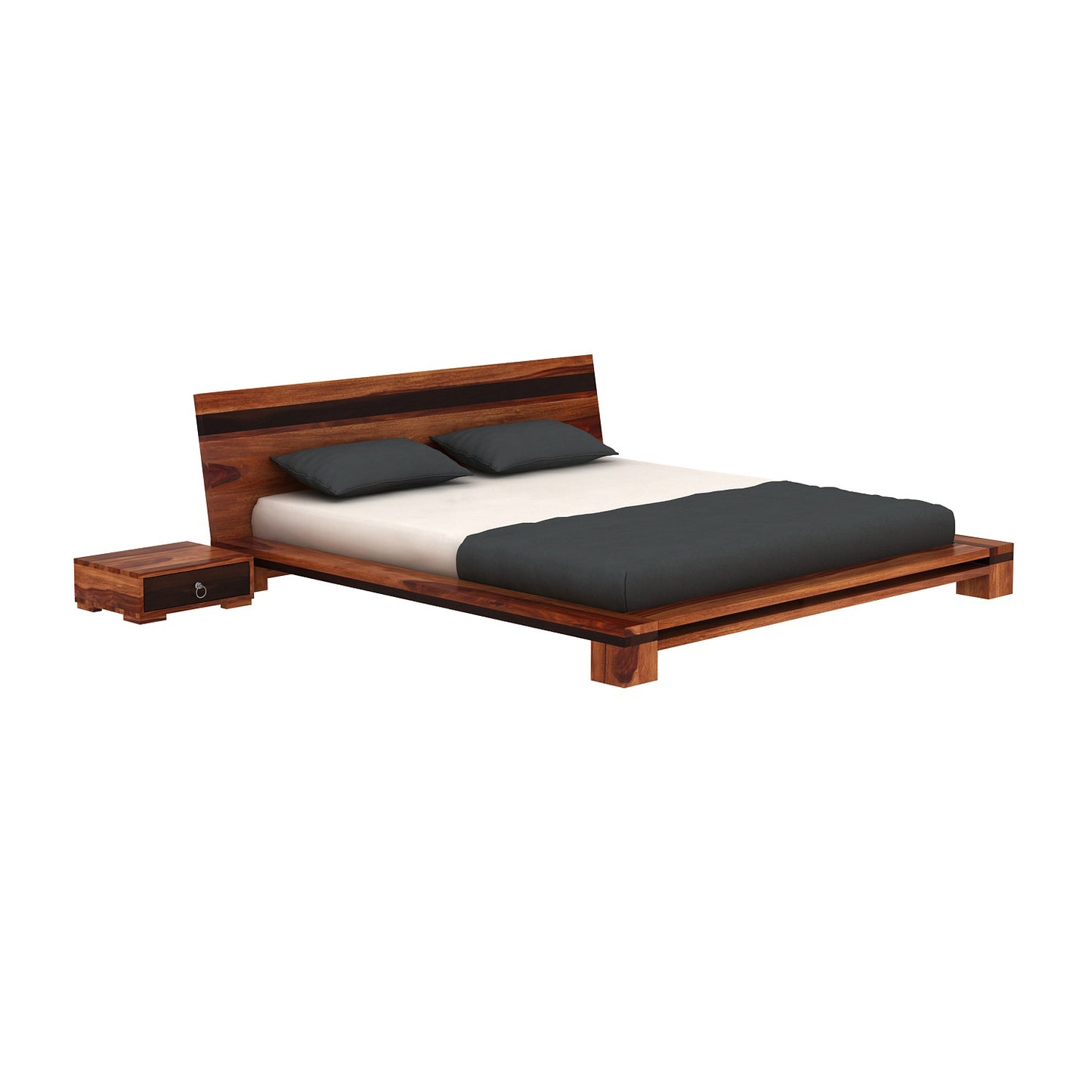 Brown Low Floor Double Bed by Woodshilp