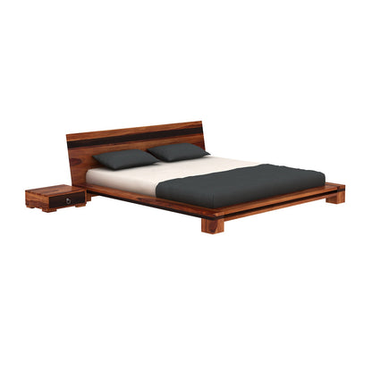Brown Low Floor Double Bed by Woodshilp