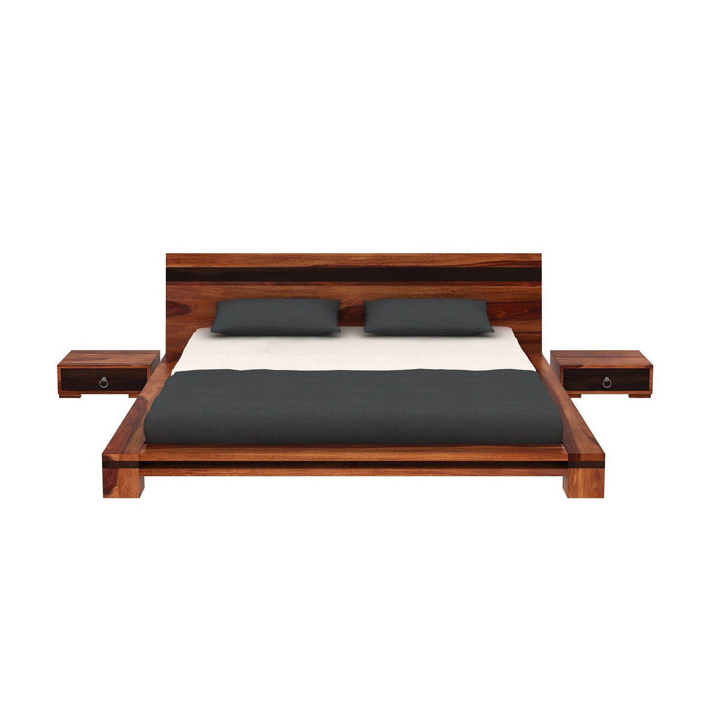 Brown Low Floor Double Bed by Woodshilp