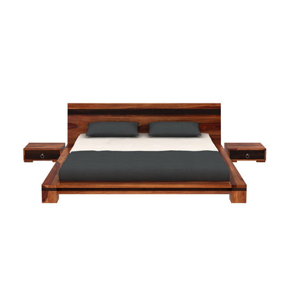 Brown Low Floor Double Bed by Woodshilp
