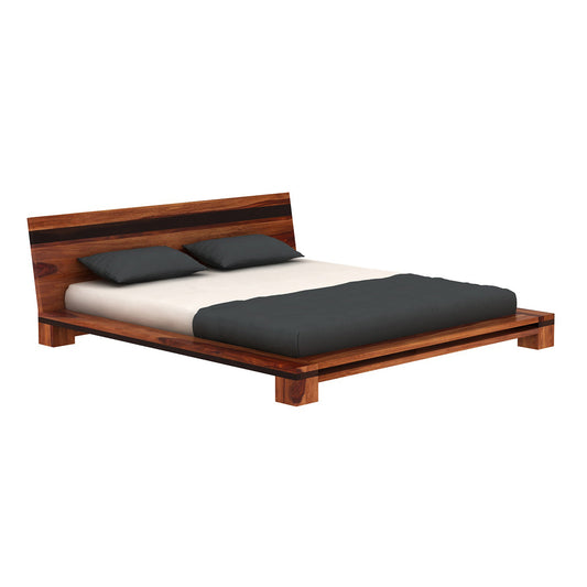 Brown Low Floor Double Bed by Woodshilp -  in Jaipur by Woodshilp
