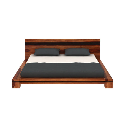 Brown Low Floor Double Bed by Woodshilp -  in Jaipur by Woodshilp