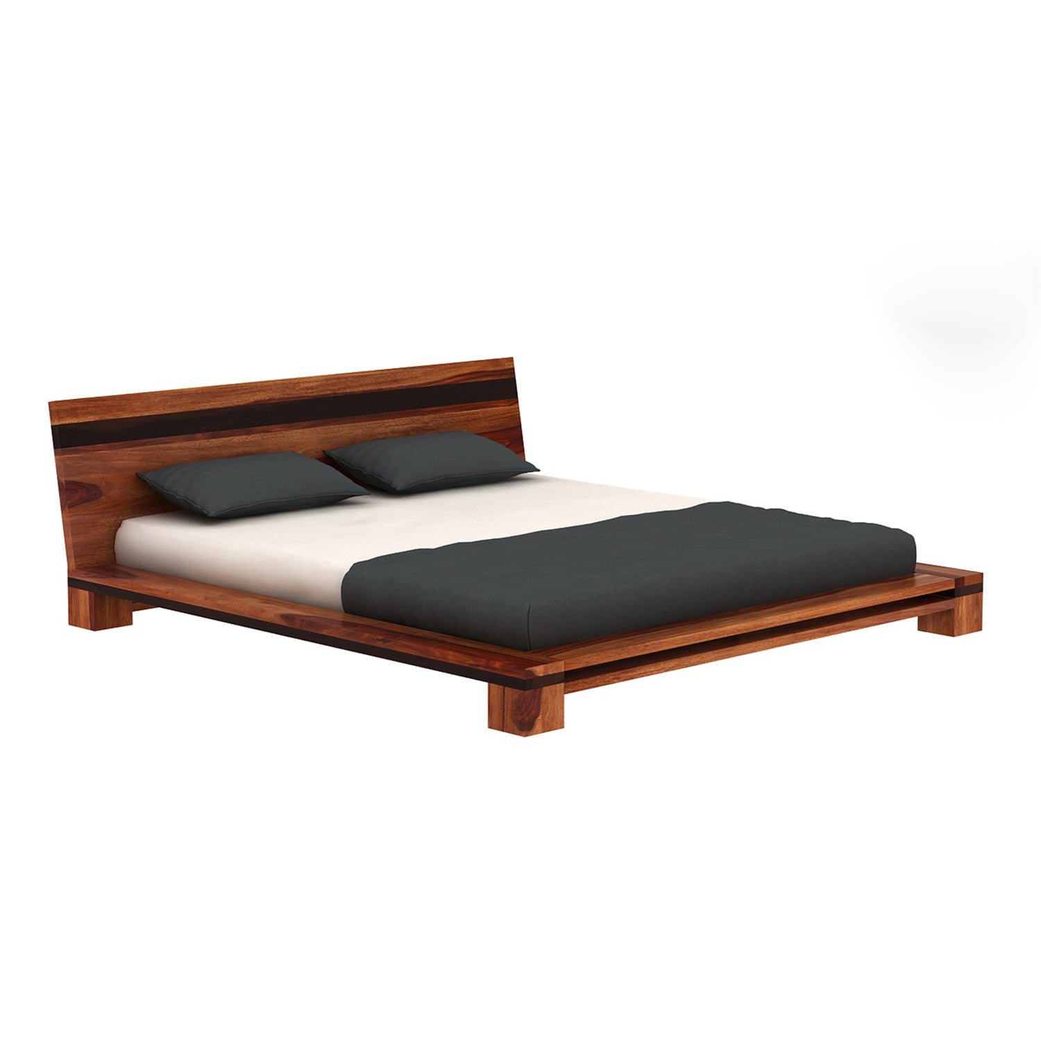 Brown Low Floor Double Bed by Woodshilp