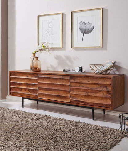 Caen Solid Wood Tv Cabinet Iron Base by Woodshilp