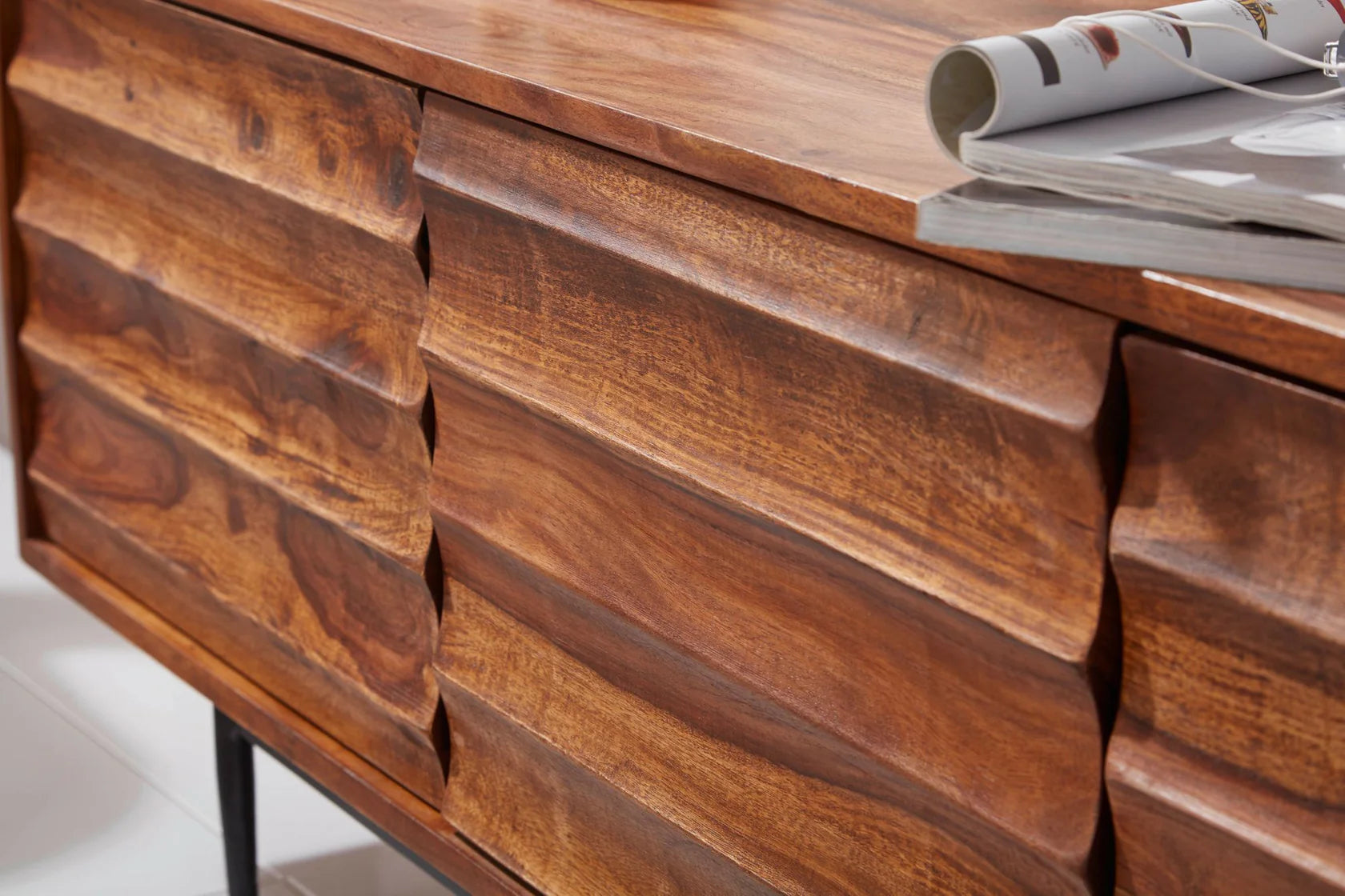 Caen Solid Wood Tv Cabinet Iron Base by Woodshilp
