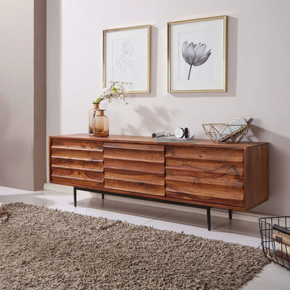 Caen Solid Wood Tv Cabinet Iron Base by Woodshilp