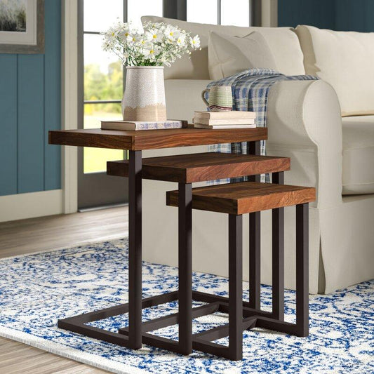 Chambery Sheesham Wood Nest of Tables by Woodshilp -  in Jaipur by Woodshilp