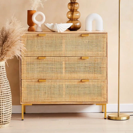 Divi Rattan Webbed Small Chest Of Drawers by woodshilp furniture -  in Jaipur by Woodshilp
