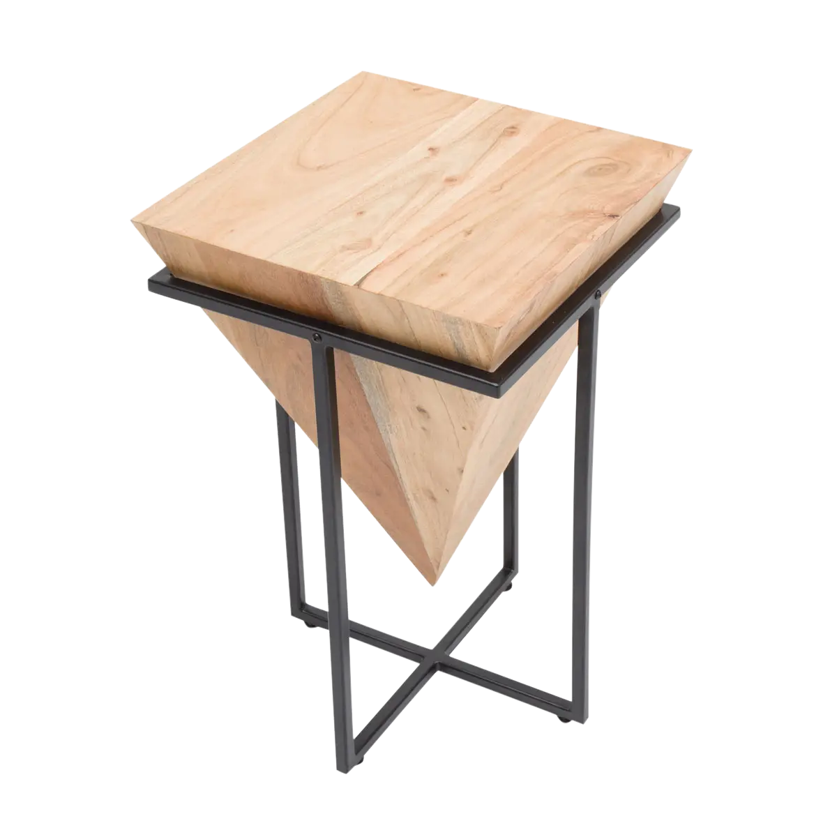 Inverted Pyramid Wooden Side Table by Woodshilp