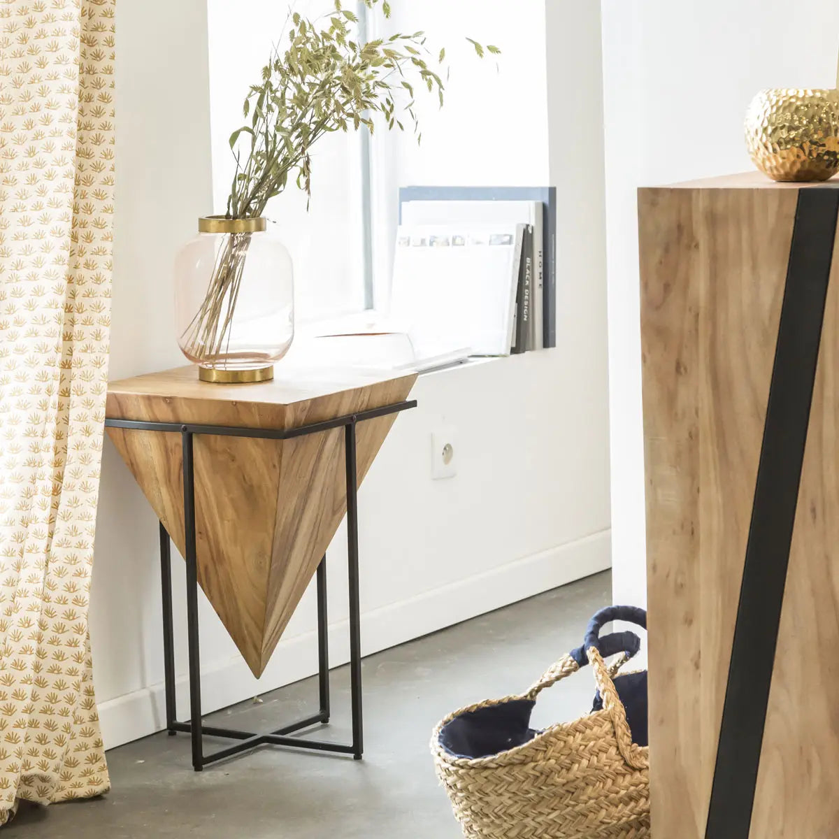 Inverted Pyramid Wooden Side Table by Woodshilp