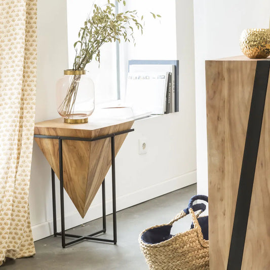 Inverted Pyramid Wooden Side Table by Woodshilp -  in Jaipur by Woodshilp