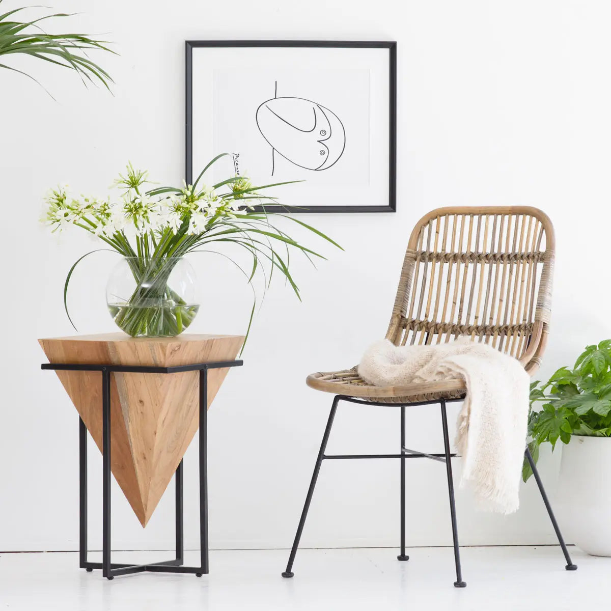 Inverted Pyramid Wooden Side Table by Woodshilp