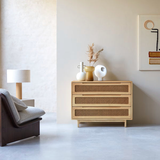 Luis Solid elmand cane chest of drawers by Woodshilp -  in Jaipur by Woodshilp