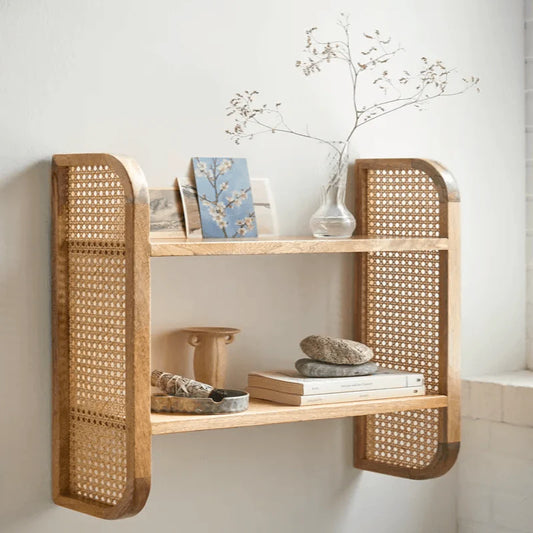 Rattan Mango Wood Wall Rack by Woodshilp -  in Jaipur by Woodshilp