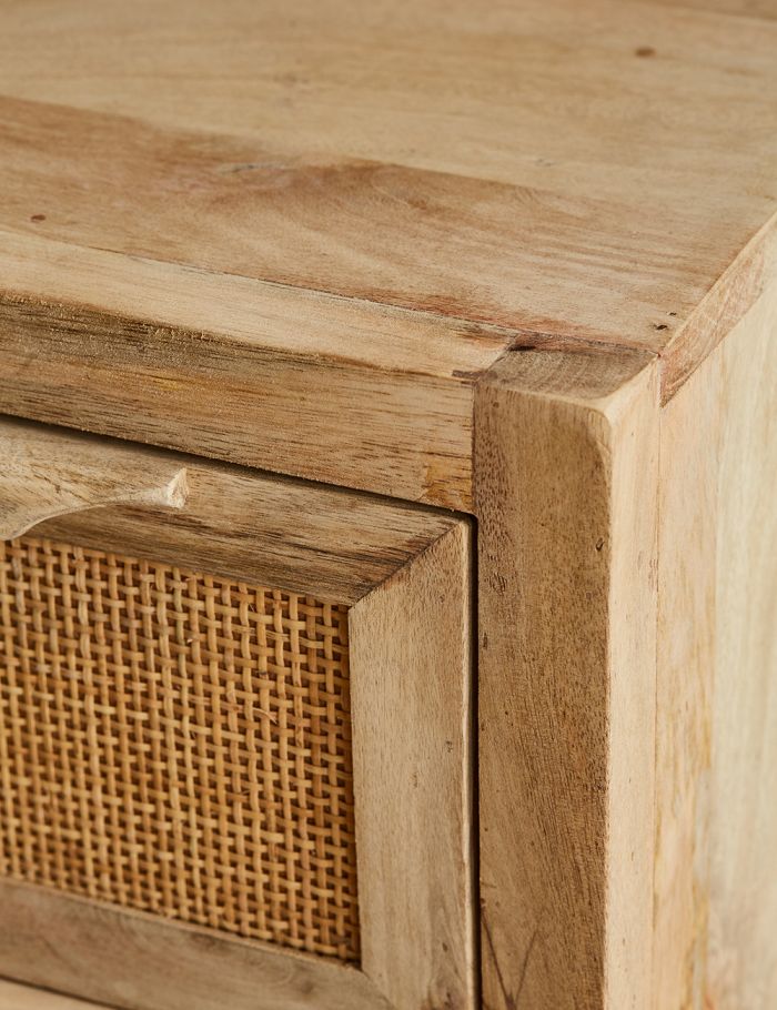 Rattan Webbed Side Table by woodshilp furniture