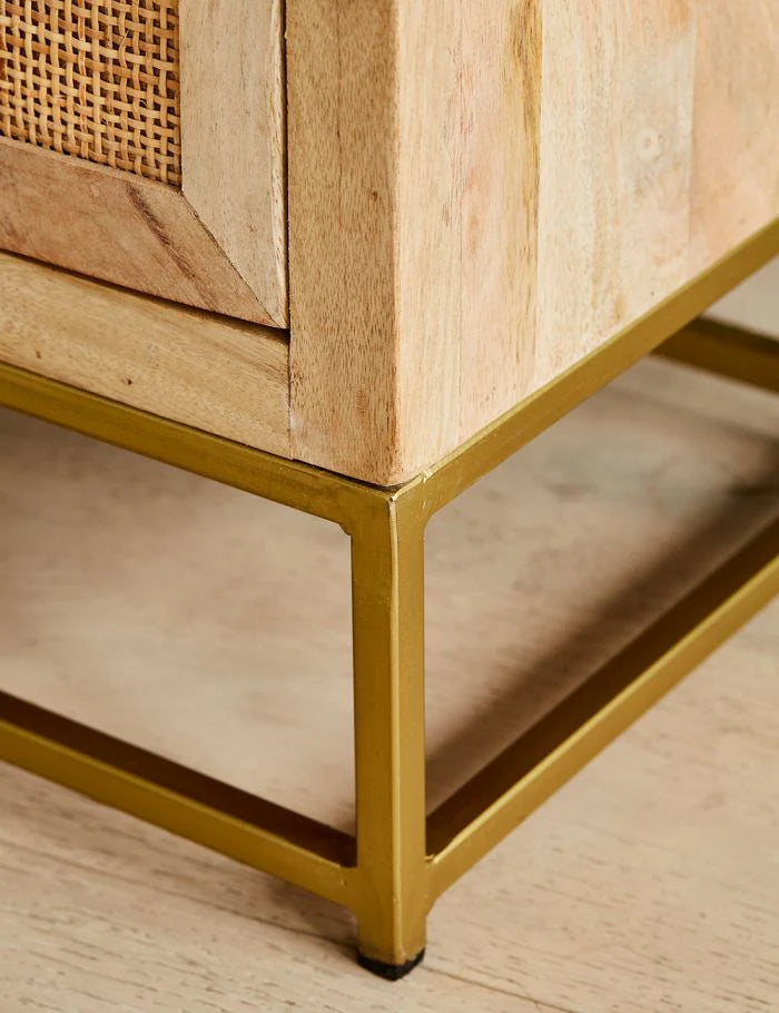 Rattan Webbed Side Table by woodshilp furniture
