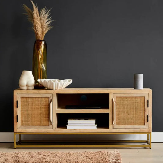 Rattan Webbed TV unit by Woodshilp -  in Jaipur by Woodshilp