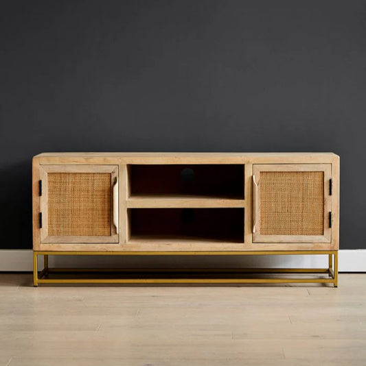 Rattan Webbed TV unit by Woodshilp -  in Jaipur by Woodshilp