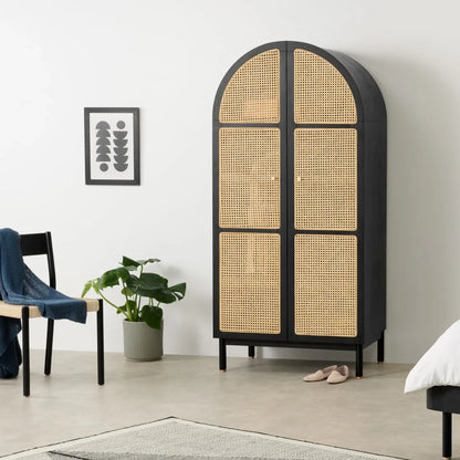 Raven Rattan Solid Wood Wardrobe by woodshilp
