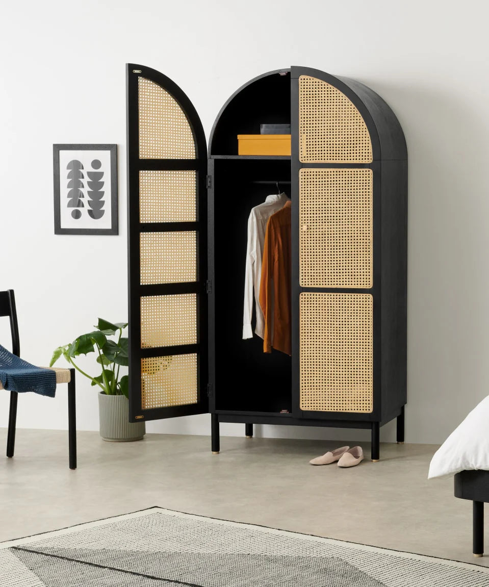 Raven Rattan Solid Wood Wardrobe by woodshilp