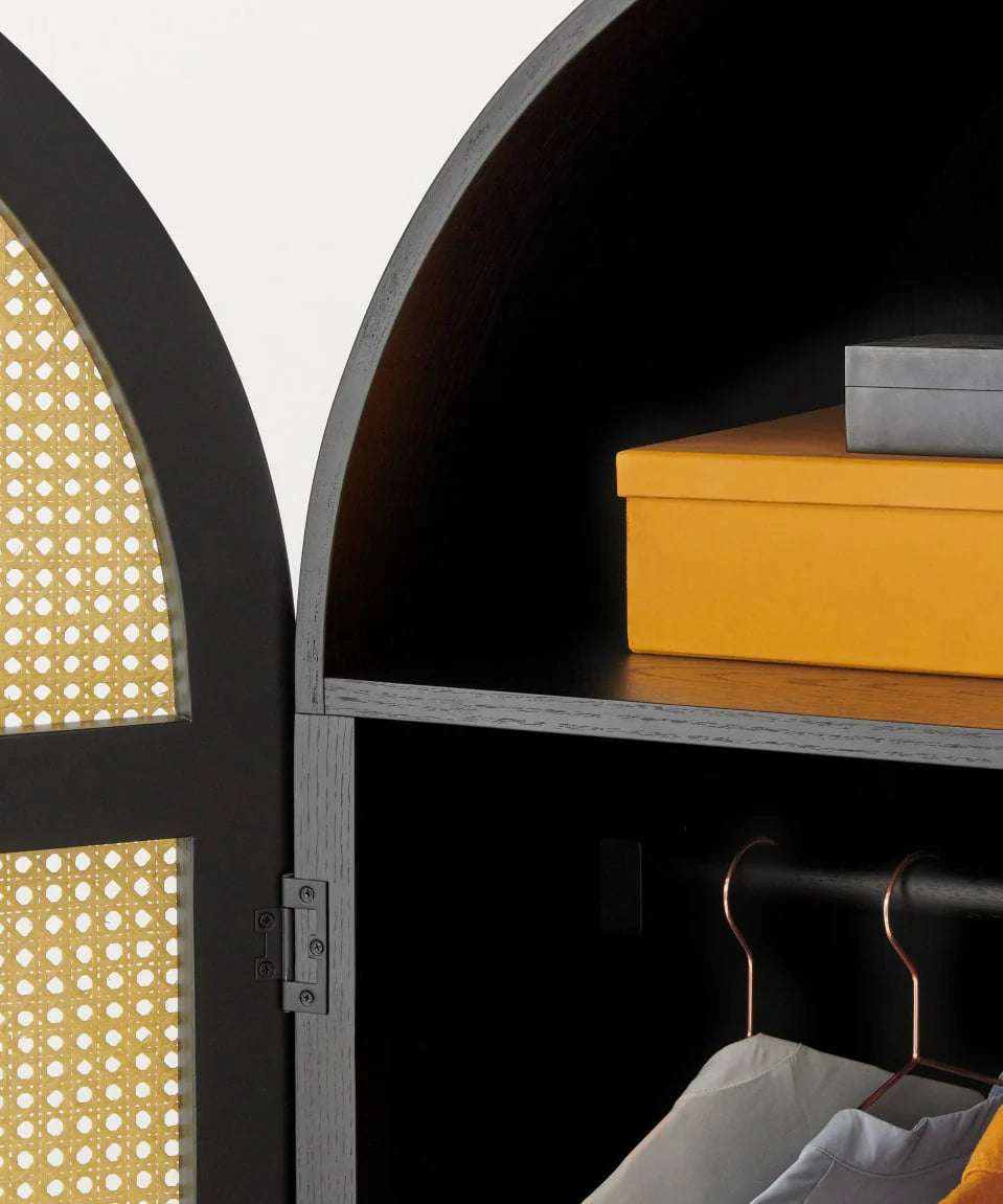 Raven Rattan Solid Wood Wardrobe by woodshilp