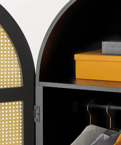 Raven Rattan Solid Wood Wardrobe by woodshilp