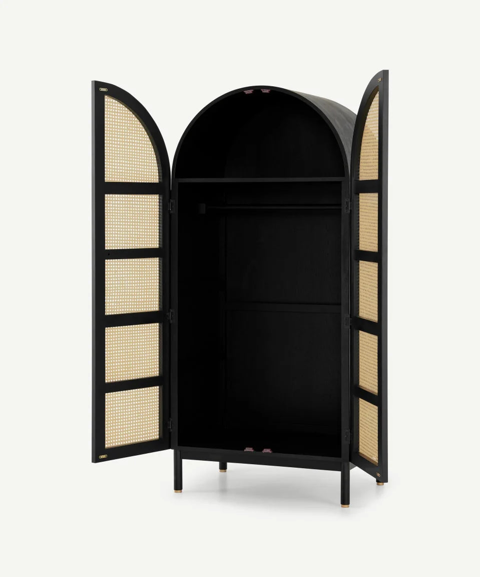 Raven Rattan Solid Wood Wardrobe by woodshilp