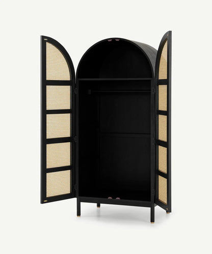Raven Rattan Solid Wood Wardrobe by woodshilp