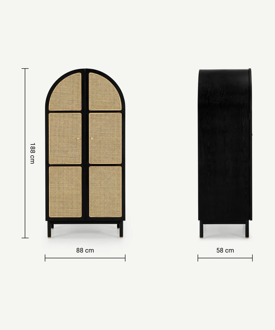 Raven Rattan Solid Wood Wardrobe by woodshilp
