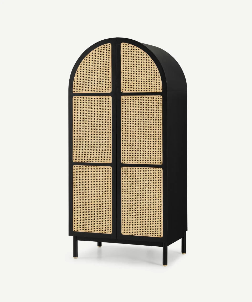Raven Rattan Solid Wood Wardrobe by woodshilp