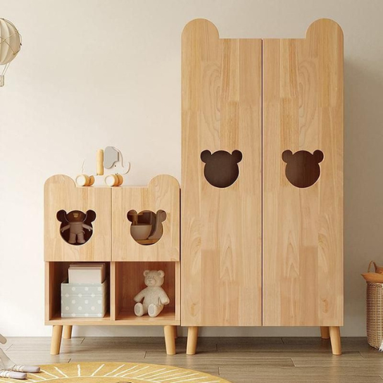 Rustic Mango Bear Pattern Wardrobe Solid Wood by woodshilp