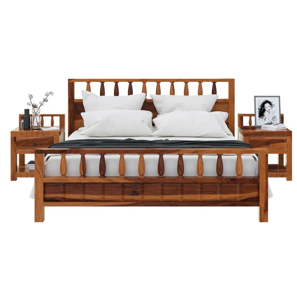 Rustic Solid Wood King Size Platform Bed by Woodshilp