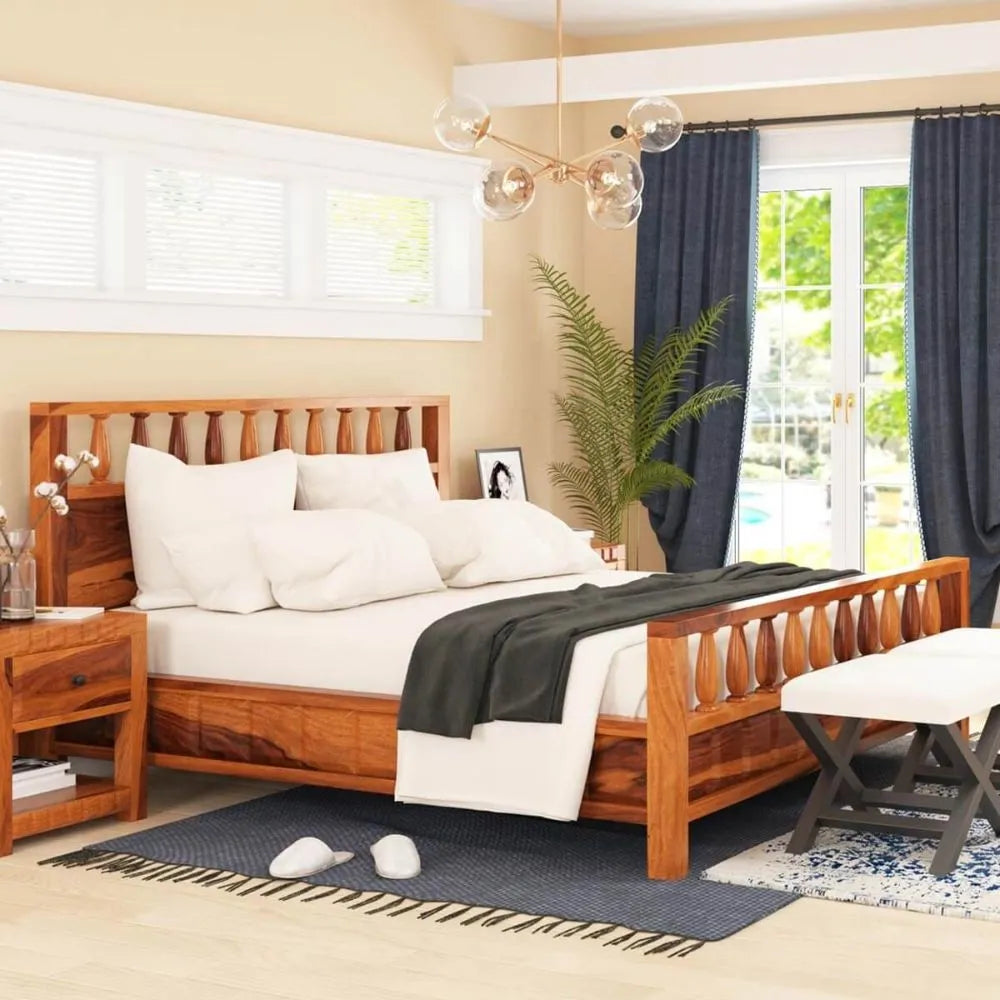 Rustic Solid Wood King Size Platform Bed by Woodshilp