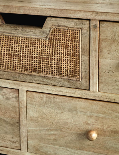 Solid Wood Rattan Ten Chest Of Drawers by woodshilp furniture