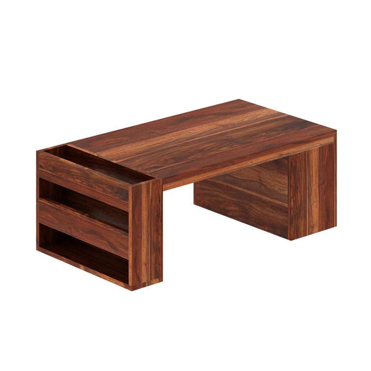 Maria Solid Sheesham Wood Coffee Table With Side Storage by woodshlp -  in Jaipur by Woodshilp