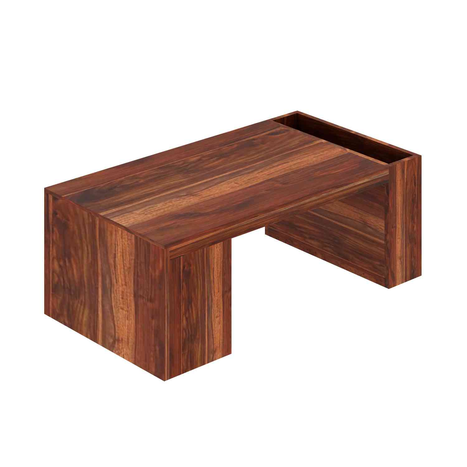 Maria Solid Sheesham Wood Coffee Table With Side Storage by woodshlp