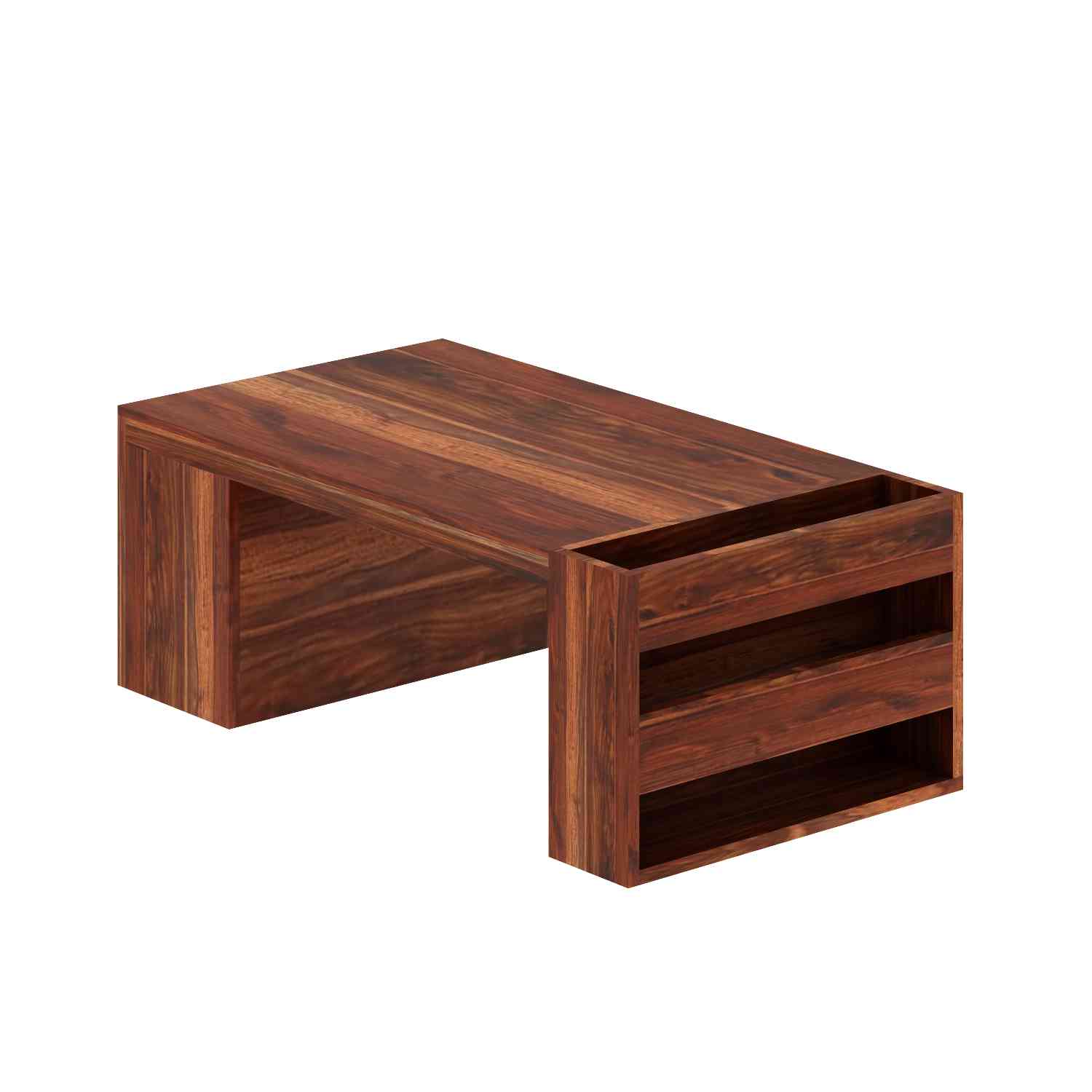 Maria Solid Sheesham Wood Coffee Table With Side Storage by woodshlp