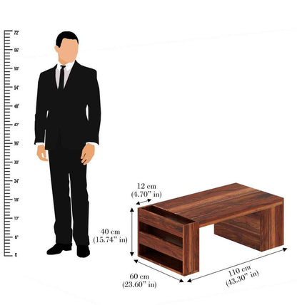 Maria Solid Sheesham Wood Coffee Table With Side Storage by woodshlp